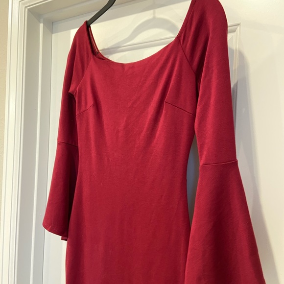 All She Wants Burgundy Off-the-Shoulder Midi Dress - Picture 3 of 7